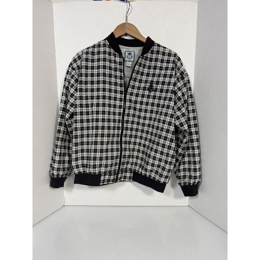 Vintage 90s Streetwear Men's Izod Golf Jacket S Pockets Preppy Plaid 127
